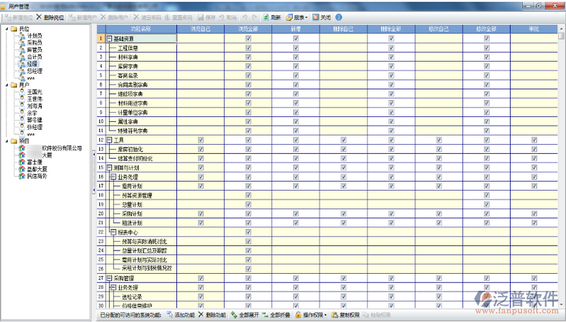 材料管理軟件中如何新建用戶、劃分權(quán)限