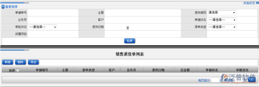 銷售退貨單信息管理
