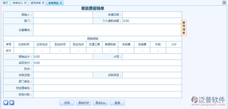 差旅費(fèi)報(bào)銷(xiāo)單之流程表單模板設(shè)計(jì)案例