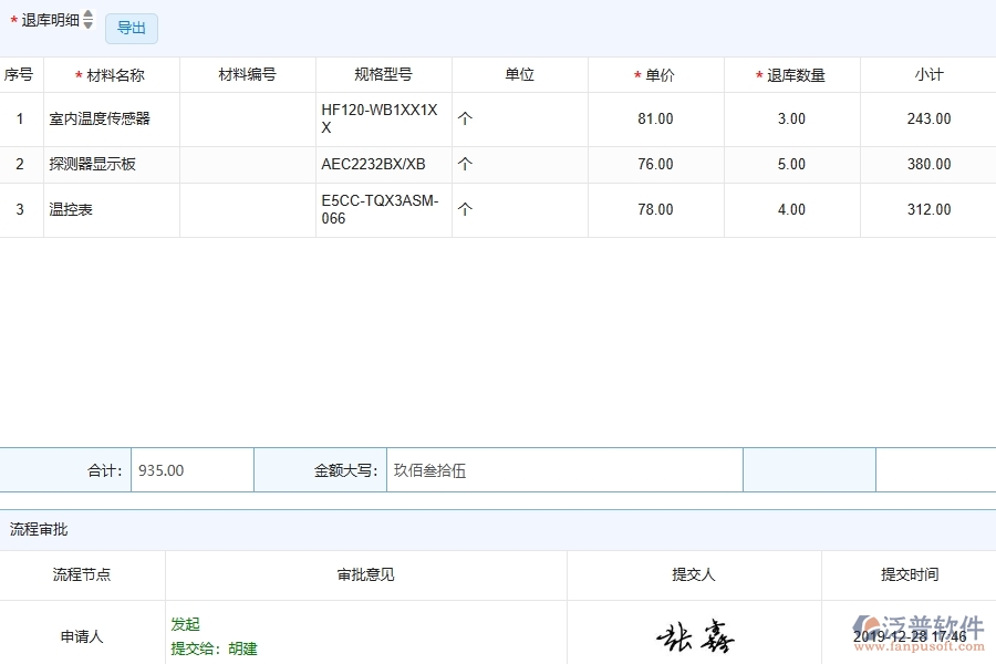 泛普軟件-弱電工程管理系統(tǒng)中材料退庫(kù)列表的注意事項(xiàng)