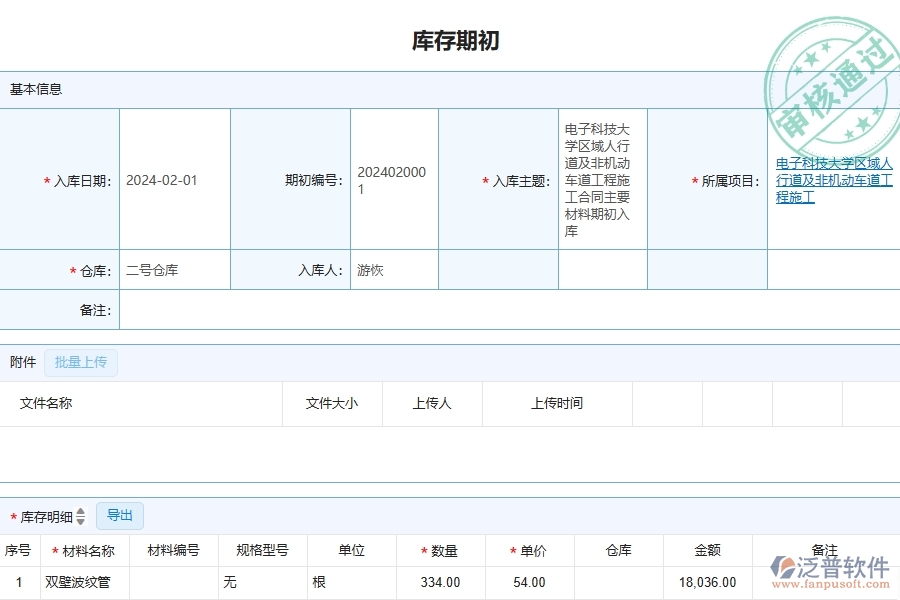 四、泛普軟件-公路工程企業(yè)庫存期初列表的重要性