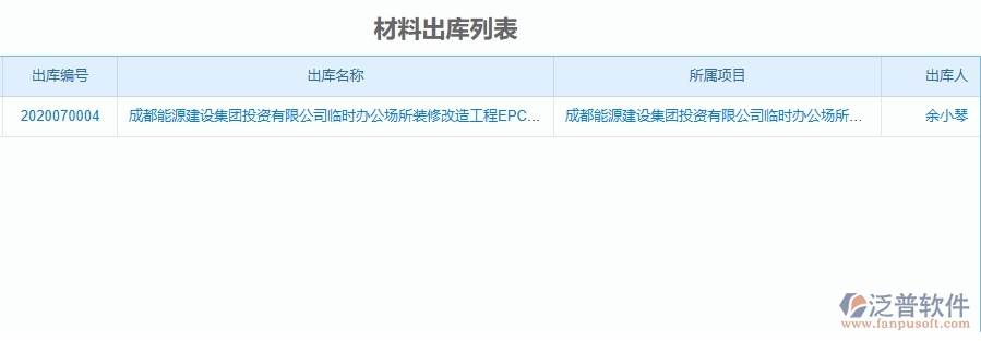 二、泛普軟件-機電工程項目管理系統(tǒng)在材料出庫列表中的作用