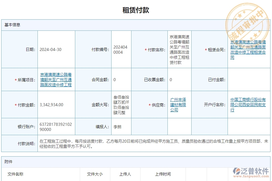 二、泛普軟件-公路工程項(xiàng)目管理系統(tǒng)在租賃付款中的方案