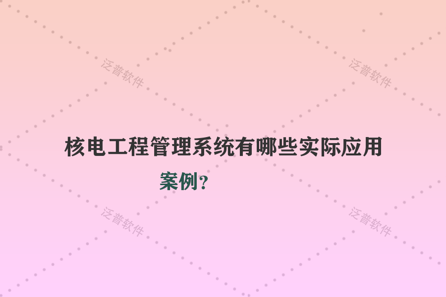 核電工程管理系統(tǒng)有哪些實際應用案例？